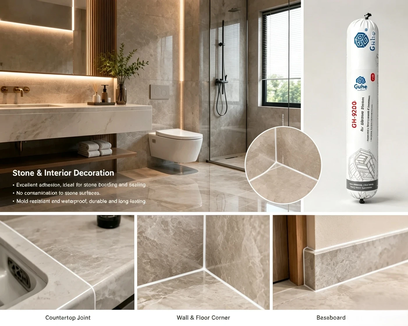 Silicone sealant for stone and interior decoration